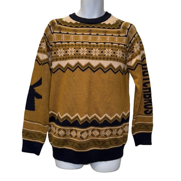 Rare Dutch Bros Brothers Christmas Sweater Mens S Brown Windmill Fair Isle - Picture 1 of 9